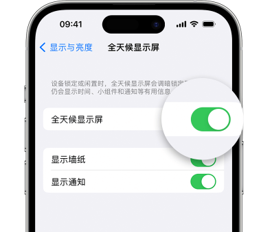 铜梁苹果15预约维修分享iPhone15如何设置全天候显示屏幕可见 